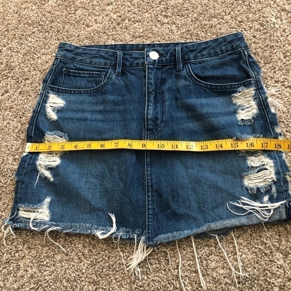 3X1 distressed Celine denim raw hem skirt - Picture 7 of 9